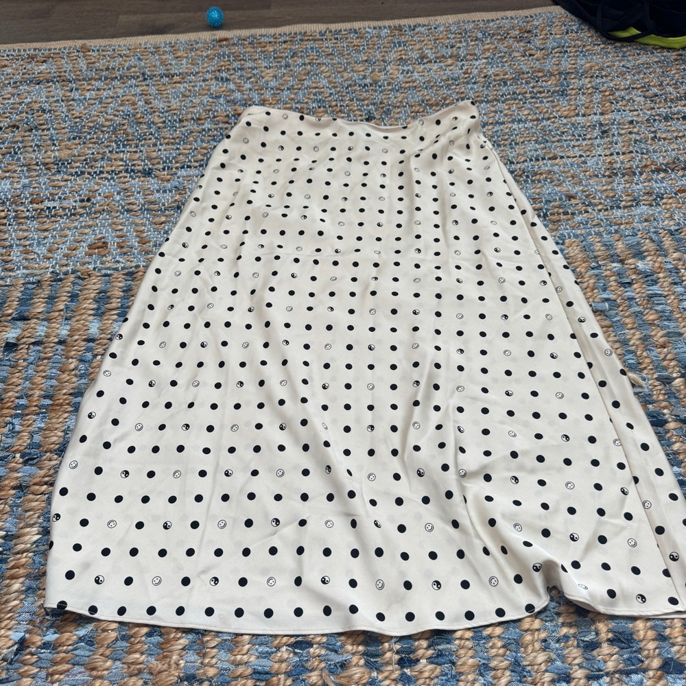 J. Crew Cream and Black Polka Dot A-Line Skirt